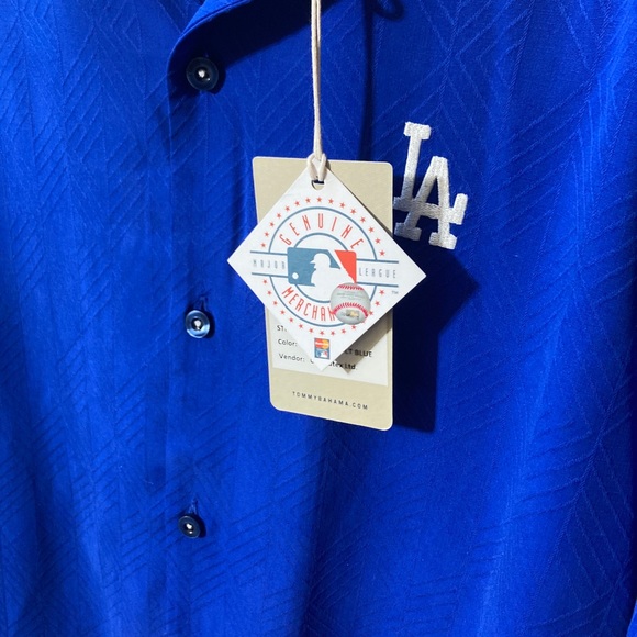 Sample tommy Bahamas los angles dodgers embroidered stitch Hawaiian button shirt - Picture 11 of 12